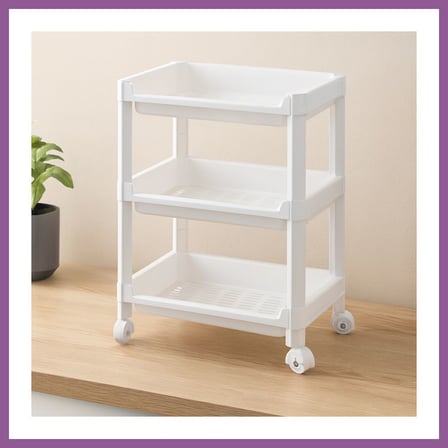Bezos 3 Katlı Tekerlekli Sepet Organizer Raf - 352x220x480 mm RENGAREN