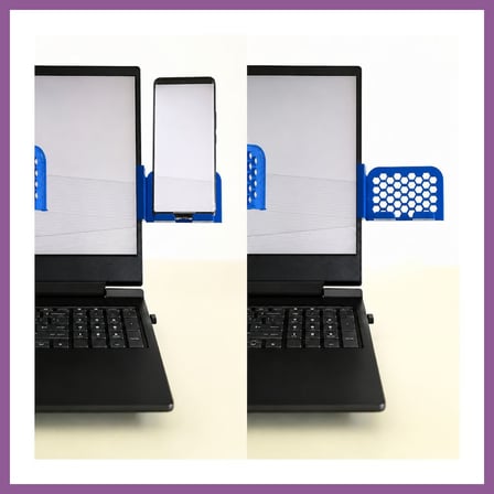 Bezos 3D Baskı Monitor Telefon Tutucu - Petek Desenli Laptop Kenar Telefon Tutucu-Mavi RENGAREN