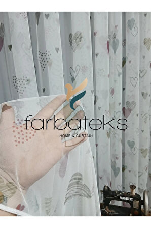 Çocuk Odası Renklli Kapli Rengarenk Kız Çocuk Odası Tül Perde 2Kat Pileli