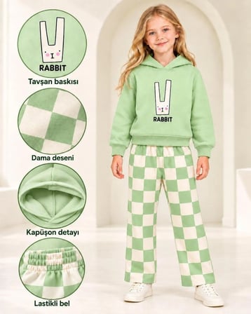 KIZ/ERKEK UNISEX ALT ÜST TAKIM %100 PAMUKLU 3 İP ŞARDONLU