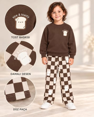 KIZ/ERKEK ÇOCUK UNISEX TAKIM %100 PAMUKLU 3 İPLİK ŞARDONLU