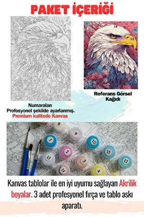 Sayılarla Boyama Tuval Seti Fırça Boya Dahil (Çıtalı) 40x50 CM - KARTAL