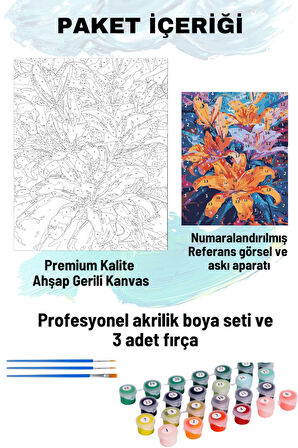 Sayılarla Boyama Seti Numaralı Tuval Fırça Boya 40x50 Cm - RENKLİ LİLYUM