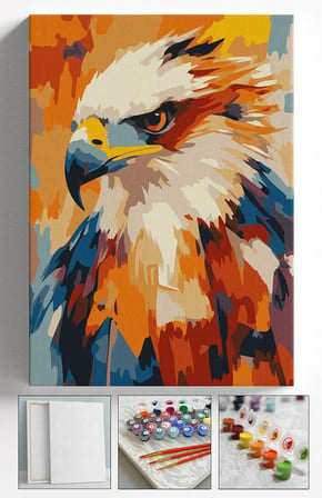 Sayılarla Boyama Seti Numaralı Tuval Fırça Boya Askı Aparatı Dahil Set 40x50 Cm - RENKLİ ŞAHİN