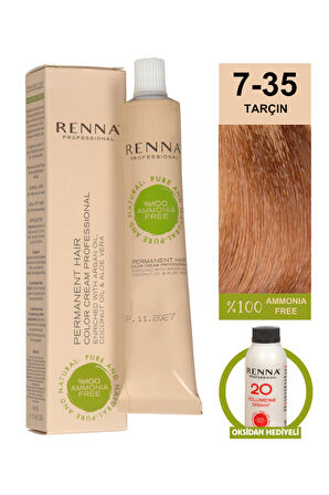 Renna Bitkisel Amonyaksız Saç Boyası 60 Ml 7-35 Tarçın Oksidan Hediyeli