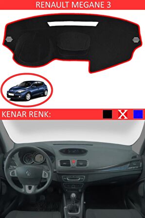 Renault Symbol 2012+ İçin Uygun Torpido Koruma Halısı Siyah Kenar Renk Mavi