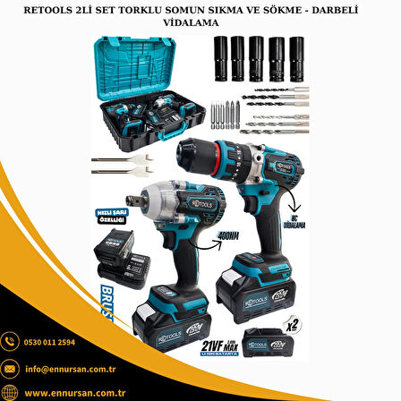 RETOOLS 2Lİ SET TORKLU SOMUN SIKMA VE VİDALAMA MAKİNESİ