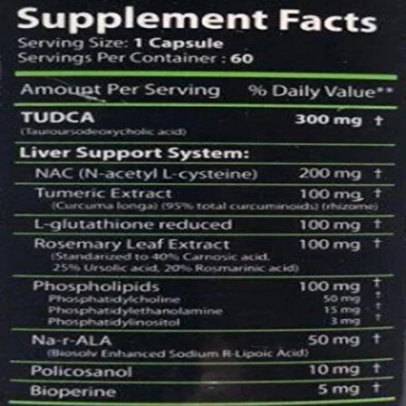 TUDCA , NAC , TURMERİC LİV52 MAX 60 caps (300mg + Liver Dtox Restore system)