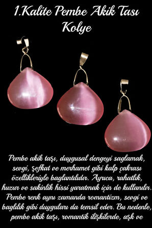 Sertifikalı Özel Kesim Pembe Kedi Gözü Taşı Kolye