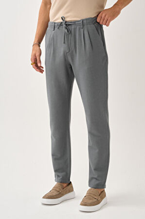 Regular Fit Beli Lastikli Keten Pantolon