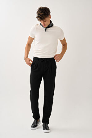 Regular Fit Beli Lastikli Keten Pantolon