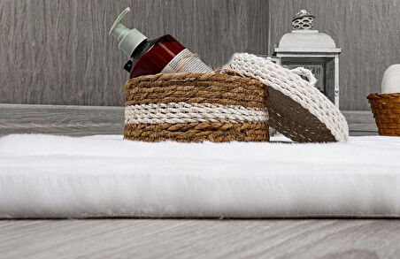 Dekoratif Tavşan Tüyü Ultra Yumuşak Peluş Kaymaz Halı Yolluk