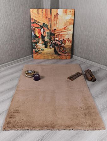 Dekoratif Tavşan Tüyü Ultra Yumuşak Peluş Kaymaz Halı Yolluk