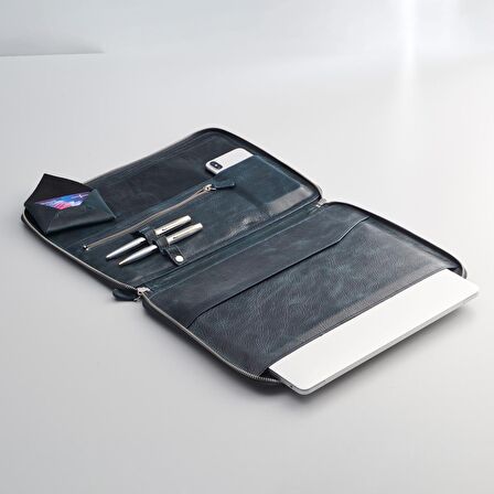 MacBook Organizer Petrol Yeşili Nomad Deri Çanta MacBook Air 13"