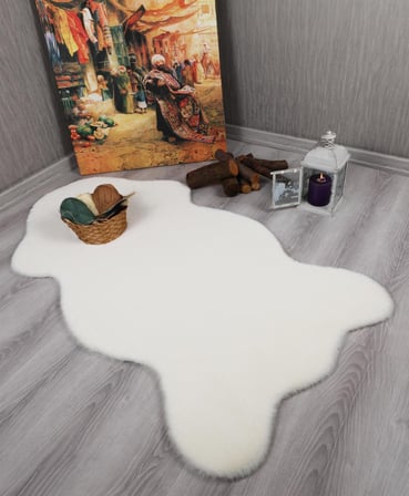 Tavşan Tüyü Dekoratif Ultra Yumuşak Post Peluş Kaymaz Halı