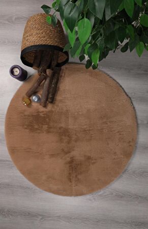 Dekoratif Tavşan Tüyü Ultra Yumuşak Peluş Yuvarlak Halı
