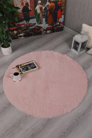 Dekoratif Tavşan Tüyü Ultra Yumuşak Peluş Yuvarlak Halı