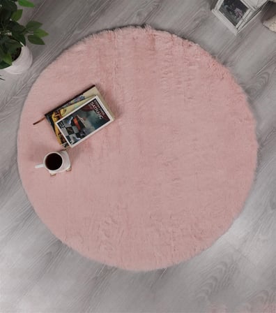 Dekoratif Tavşan Tüyü Ultra Yumuşak Peluş Yuvarlak Halı