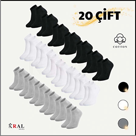  Kadın - Erkek (20 ÇİFT ) Düz Desen Ekonomik Bilek Boy Patik Çorap