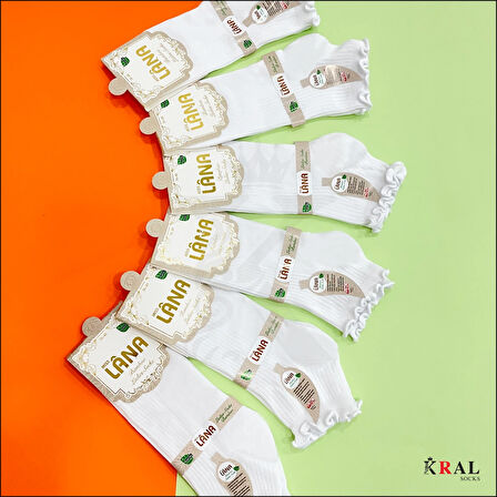 Kadın Bambu Çorap (6 ÇİFT) Fırfırlı Patik Kadın Çorap