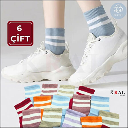 Unisex (6 ÇİFT) Soft Renkler Model Pamuklu Terletmez Çorap Seti