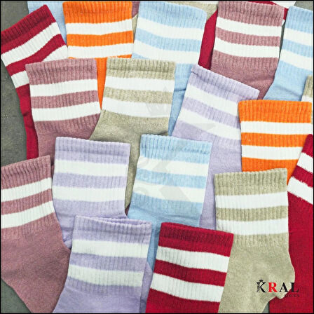 Unisex (6 ÇİFT) Soft Renkler Model Pamuklu Terletmez Çorap Seti