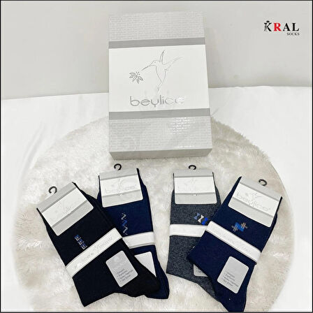 Pamuklu Erkek Çorap Klasik Soket Düz Uzun Yazlık Dikişsiz 12'li Kutulu Premium Set