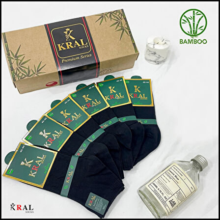 Erkek Çorap 6 Çift Dikişsiz Yazlık Bambu Kısa Patik Set (HEDİYE KUTULU)
