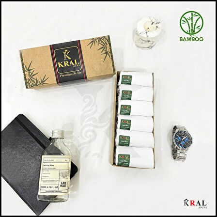 Erkek Çorap 6 Çift Dikişsiz Yazlık Bambu Kısa Patik Set (HEDİYE KUTULU)