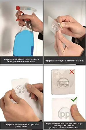 8'li  Kendinden Güçlü Yapışkanlı Mutfak, Kahve Köşesi Banyo, Duş Çok Amaçlı Kancalı Askı