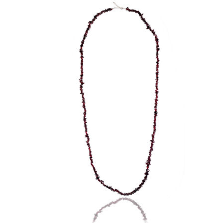 STONEAGE JEWELLERY Lal Doğal Taş Çift Sıra Bayan Uzun Kolye
