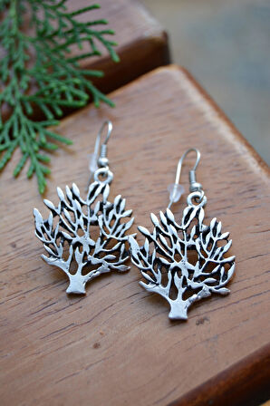 STONEAGE Antik Gümüş Bohem Hayat Ağacı Kadın Küpe