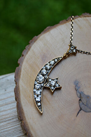 STONEAGE Türk Ay Yıldız Otantik Kadın Kolye