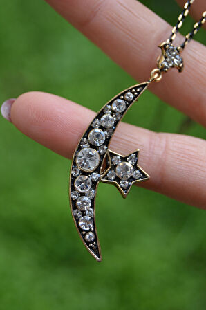 STONEAGE Türk Ay Yıldız Otantik Kadın Kolye