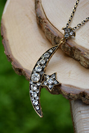 STONEAGE Türk Ay Yıldız Otantik Kadın Kolye