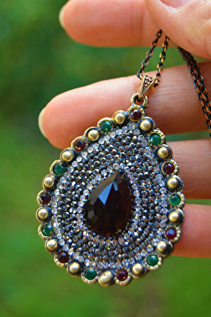 STONEAGE JEWELLERY Bordo Kristal Taşlı Kadın Kolye