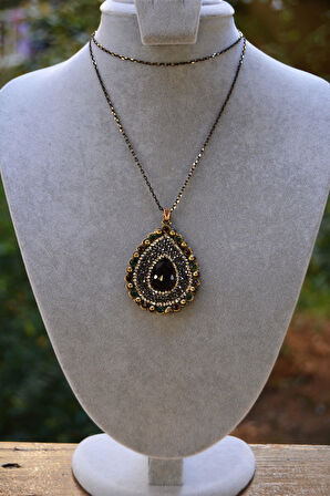 STONEAGE JEWELLERY Bordo Kristal Taşlı Kadın Kolye