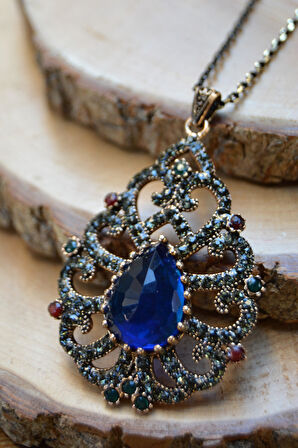 STONEAGE JEWELLERY Safir Taşlı Otantik Bayan Kolye