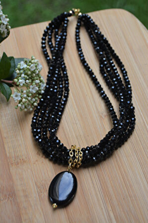 STONEAGE Oniks Doğal Taş Tasarım Kadın Kolye