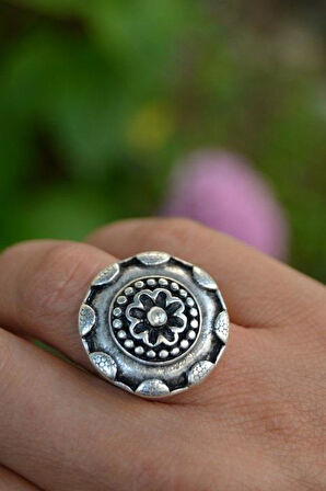 STONEAGE Otantik Antik Gümüş Ayarlanabilir Kadın Yüzük