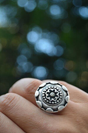 STONEAGE Otantik Antik Gümüş Ayarlanabilir Kadın Yüzük