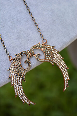 STONEAGE JEWELLERY İki Renkli Melek Kanat Bayan Kolye