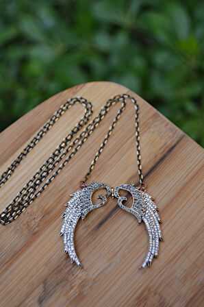 STONEAGE JEWELLERY İki Renkli Melek Kanat Bayan Kolye