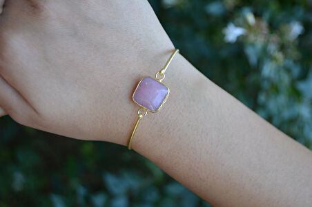 STONEAGE Pembe Kuvars Altın Kaplama Kadın Bileklik