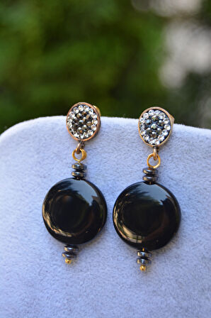 STONEAGE Oniks Doğal Taş Kadın Küpe