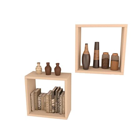 2 Lİ KARE RAF SET  KREM ( MAT )