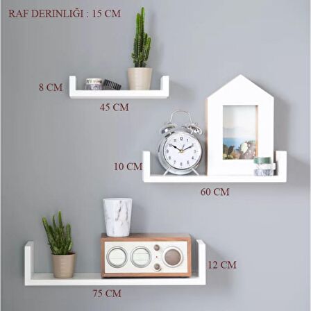3 LÜ BOLERA DUVAR RAF SETİ AKÇAAĞAÇ ( MAT )
