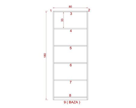 ALİNA SUNTALAM KİTAPLIK ( 80 x 180 cm ) AKÇAAĞAÇ ( MAT )