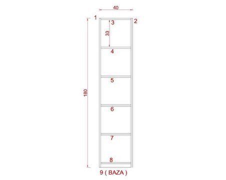 ALİNA SUNTALAM KİTAPLIK  ( 40 x 180 cm ) HARELİ CEVİZ (MAT)