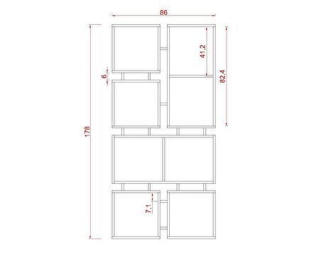 KAVELA SUNTALAM KİTAPLIK ( 86 x 178 cm ) KREM ( PARLAK )